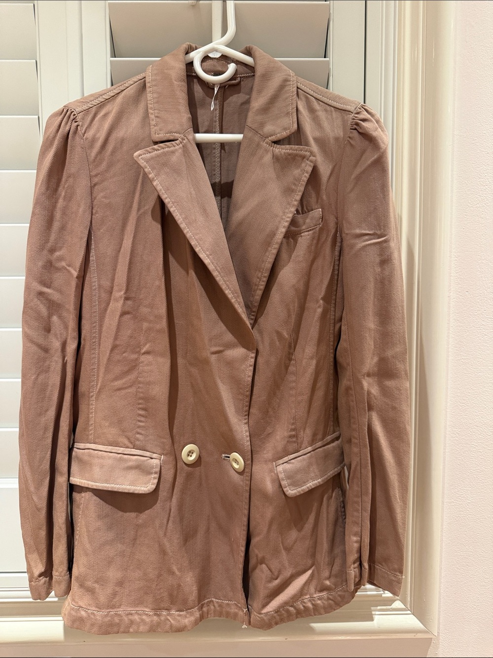 Free People Dusty Rose Double-Breasted Blazer